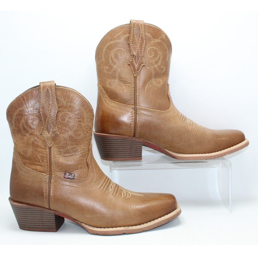 Justin Gypsy Womens Tan Leather Square Toe Western Cowgirl Boots GY9510 Size 10B